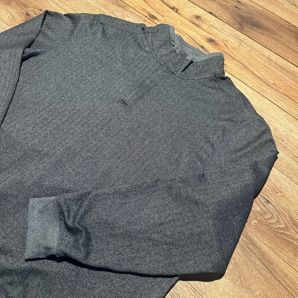 Tommy Bahama Charcoal Grey Herringbone Quarter Zip Pullover Mens XXL